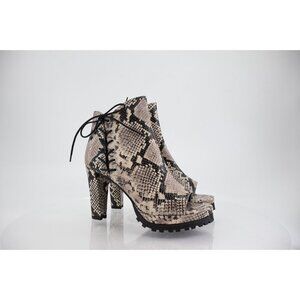 AllSaints Micaela Snake Print Leather Peep Toe Boots Size EU 40 US 9.5/10 Grey